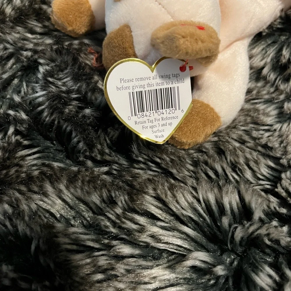 Ty Snip Cream and Brown Beanie Baby Cat Plush Toy